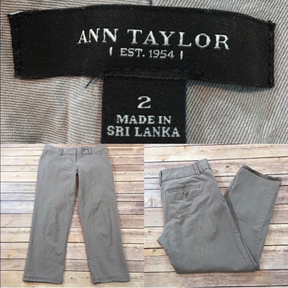 Sz 2 Ann Taylor Gray Slim Leg Cropped Capri Pants